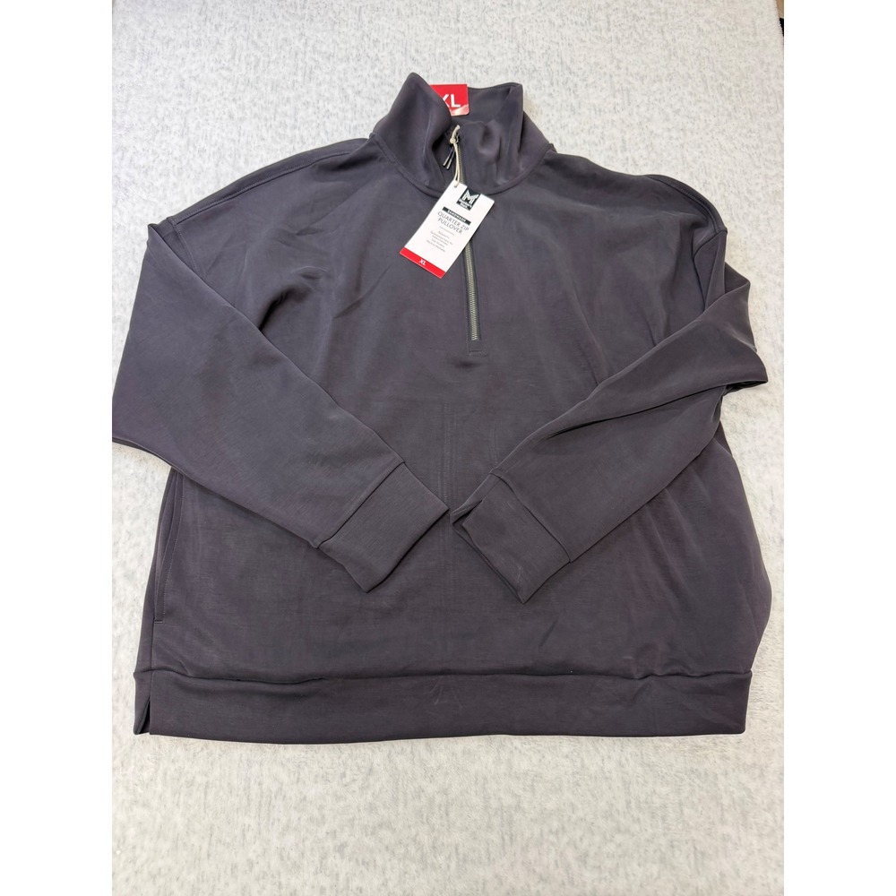 Members Mark Sandwash Quarter Zip Pullover Mens XL Charcoal Gray Relaxed Fit NEW